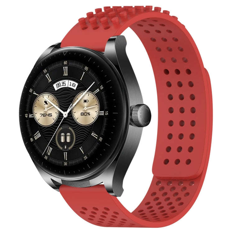 For Huawei Watch Buds 22mm Holes Breathable 3D Dots Silicone Watch Band(Red)