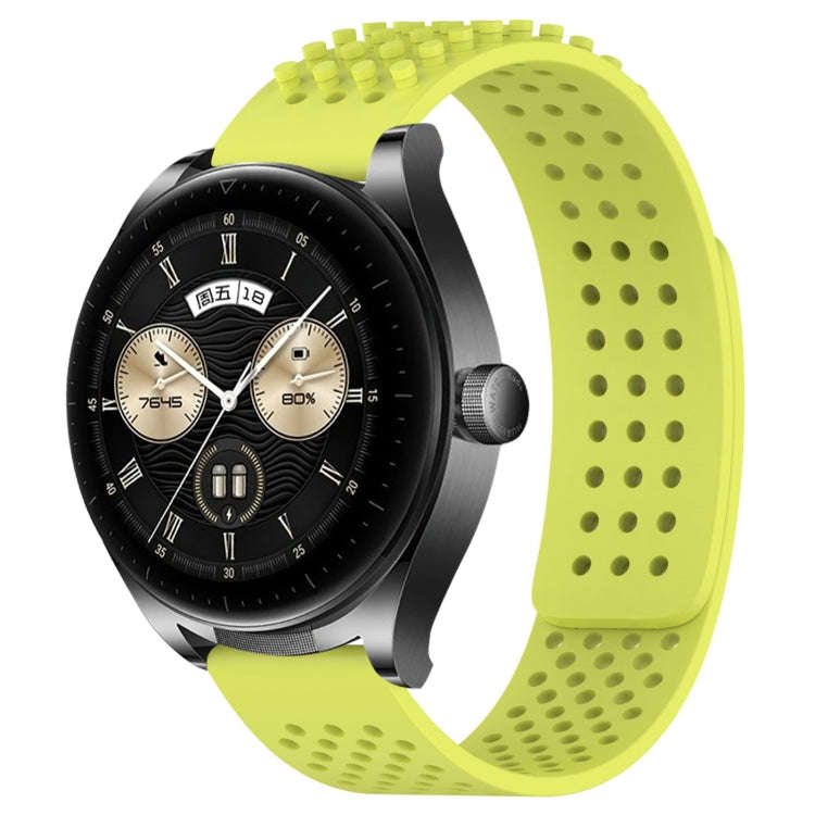 For Huawei Watch Buds 22mm Holes Breathable 3D Dots Silicone Watch Band(Lime Green)