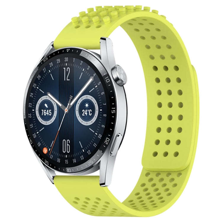 For Huawei Watch GT3 46mm 22mm Holes Breathable 3D Dots Silicone Watch Band(Lime Green)
