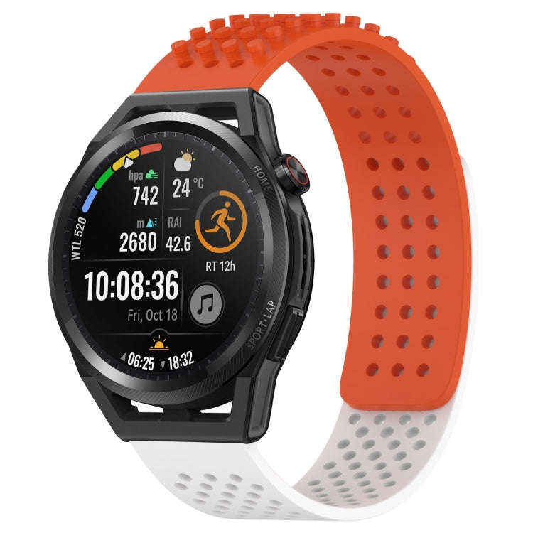 For Huawei Watch GT Runner 22mm Holes Breathable 3D Dots Silicone Watch Band(Orange+White)