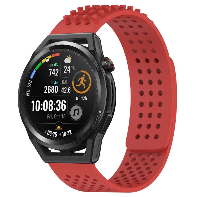 For Huawei Watch GT Runner 22mm Holes Breathable 3D Dots Silicone Watch Band(Red)