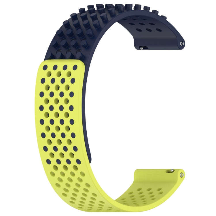 For Huawei Watch GT Runner 22mm Holes Breathable 3D Dots Silicone Watch Band(Midnight Blue+Lime G...