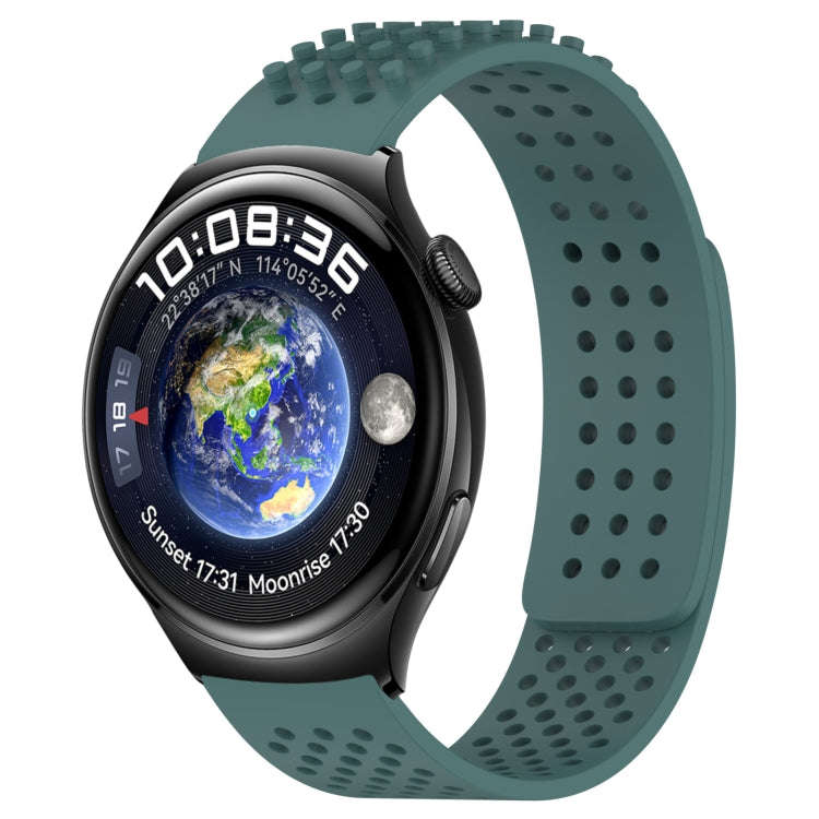 For Huawei Watch 4 22mm Holes Breathable 3D Dots Silicone Watch Band(Olive Green)
