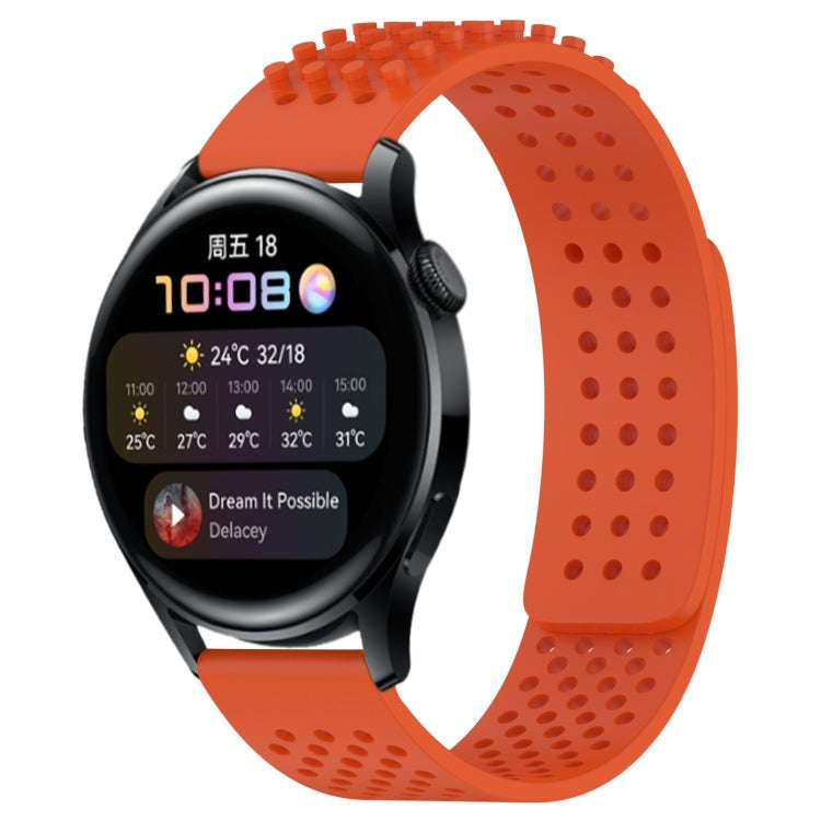 For Huawei Watch 3 22mm Holes Breathable 3D Dots Silicone Watch Band(Orange)