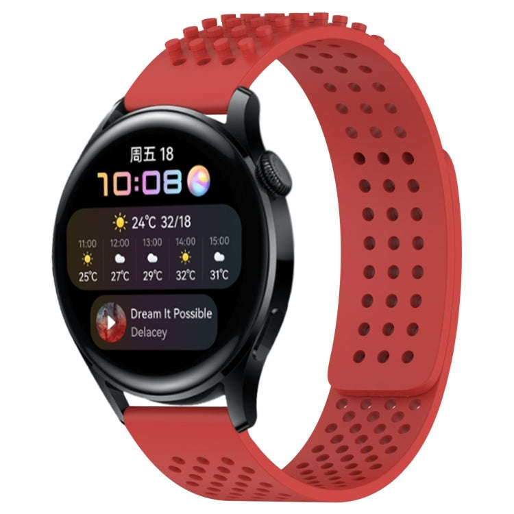 For Huawei Watch 3 22mm Holes Breathable 3D Dots Silicone Watch Band(Red)