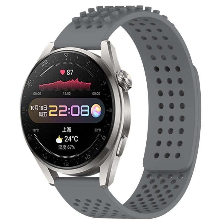 For Huawei Watch 3 Pro 22mm Holes Breathable 3D Dots Silicone Watch Band(Grey)