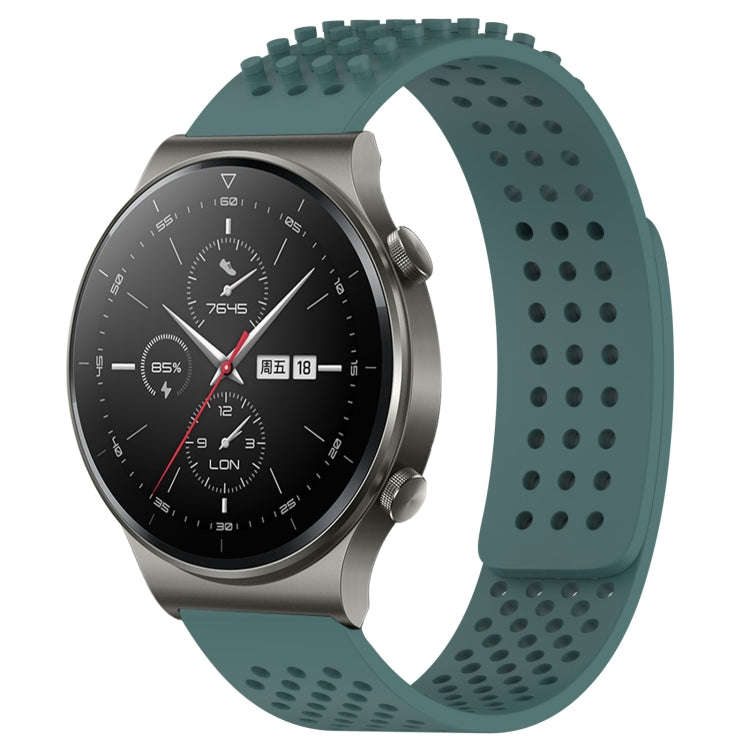 For Huawei GT2 Pro 22mm Holes Breathable 3D Dots Silicone Watch Band(Olive Green)