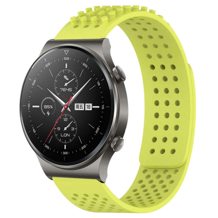 For Huawei GT2 Pro 22mm Holes Breathable 3D Dots Silicone Watch Band(Lime Green)