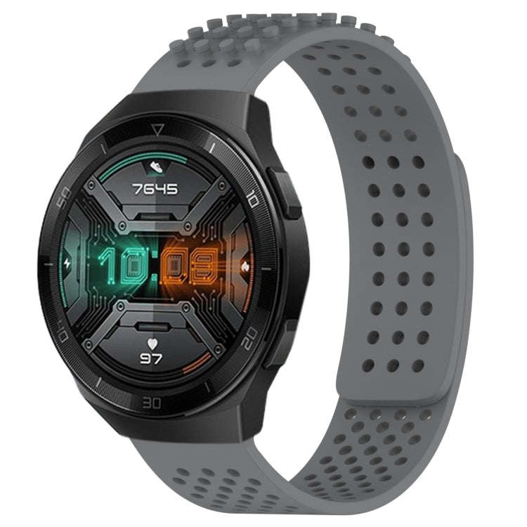 For Huawei Watch GT 2E 22mm Holes Breathable 3D Dots Silicone Watch Band(Grey)