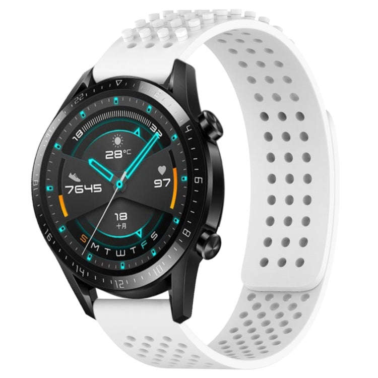 For Huawei GT2 46mm 22mm Holes Breathable 3D Dots Silicone Watch Band(White)