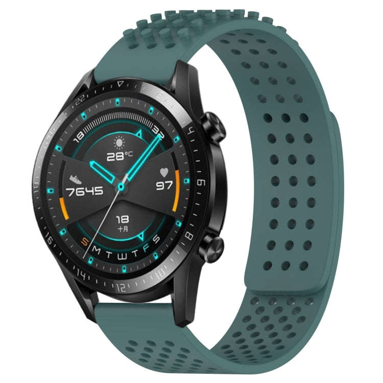 For Huawei GT2 46mm 22mm Holes Breathable 3D Dots Silicone Watch Band(Olive Green)