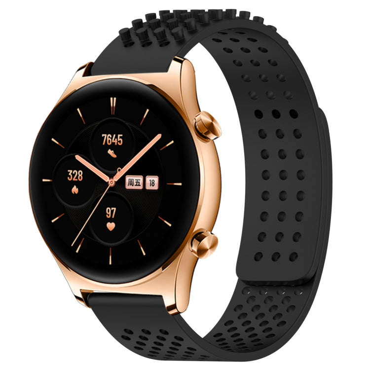 For Honor Watch GS 3 22mm Holes Breathable 3D Dots Silicone Watch Band(Black)