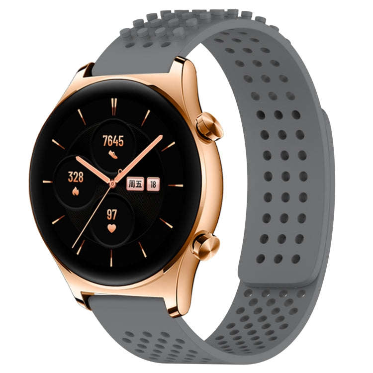For Honor Watch GS 3 22mm Holes Breathable 3D Dots Silicone Watch Band(Grey)