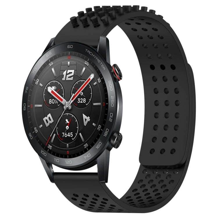 For Honor Watch GS 3i 22mm Holes Breathable 3D Dots Silicone Watch Band(Black)
