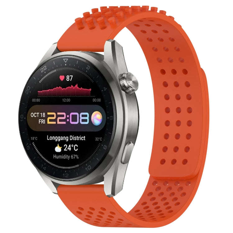 For Huawei Watch 3 Pro New 22mm Holes Breathable 3D Dots Silicone Watch Band(Orange)