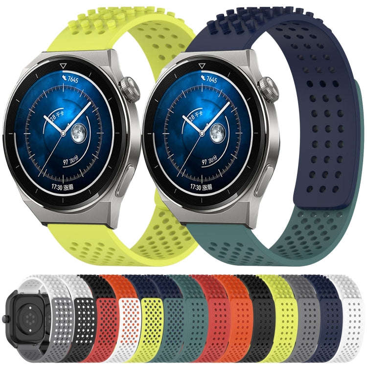For Huawei Watch GT Runner 22mm Holes Breathable 3D Dots Silicone Watch Band(Midnight Blue)