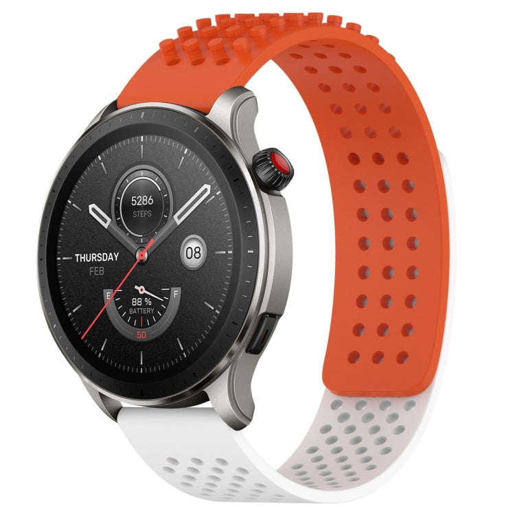 For Amazfit GTR 4 22mm Holes Breathable 3D Dots Silicone Watch Band(Orange+White)