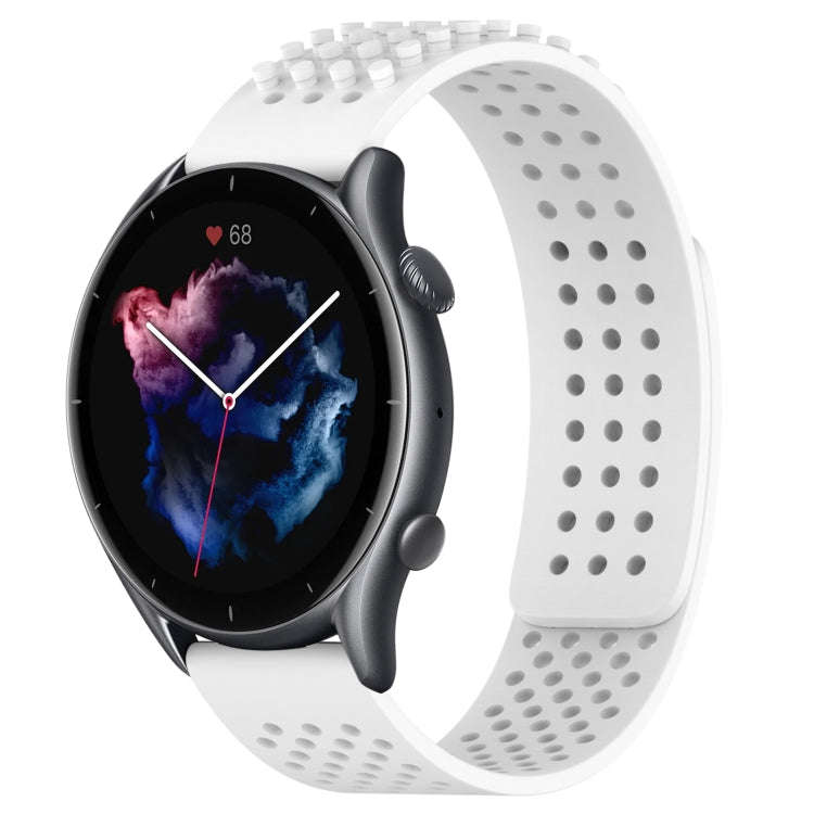 For Amazfit GTR 3 22mm Holes Breathable 3D Dots Silicone Watch Band(White)