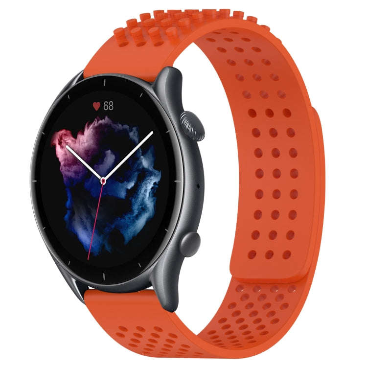 For Amazfit GTR 3 22mm Holes Breathable 3D Dots Silicone Watch Band(Orange)