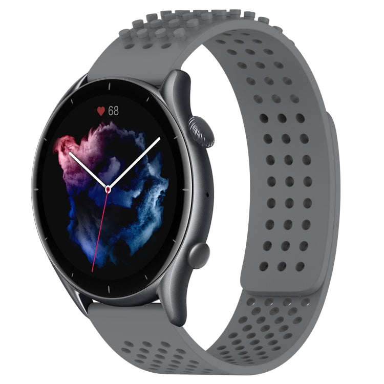 For Amazfit GTR 3 Pro 22mm Holes Breathable 3D Dots Silicone Watch Band(Grey)