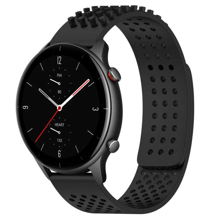 For Amazfit GTR 2e 22mm Holes Breathable 3D Dots Silicone Watch Band(Black)