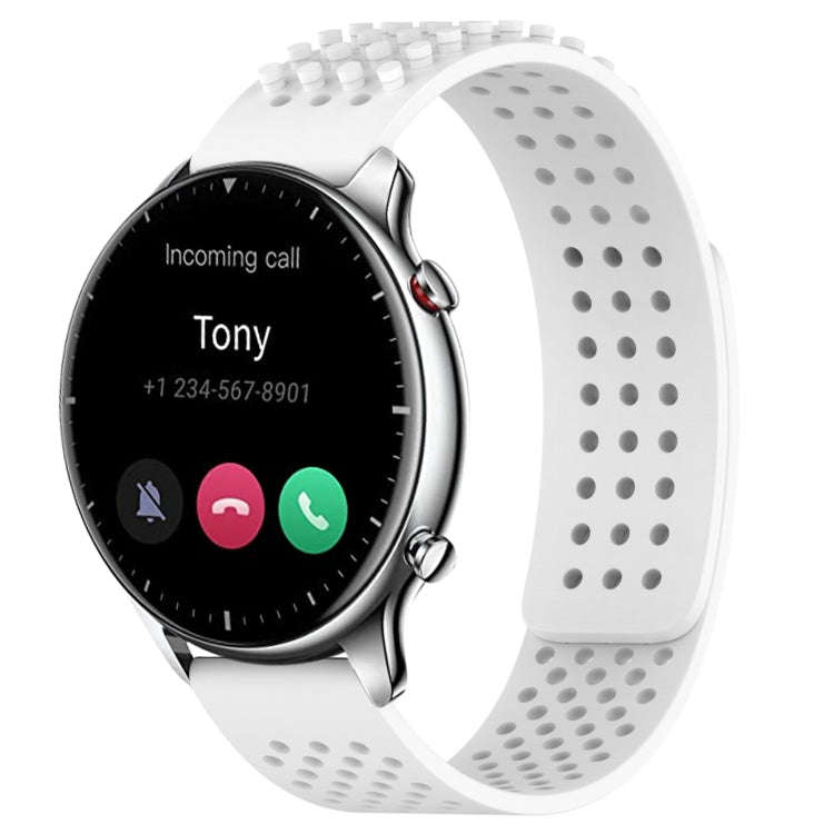 For Amazfit GTR 2 22mm Holes Breathable 3D Dots Silicone Watch Band(White)
