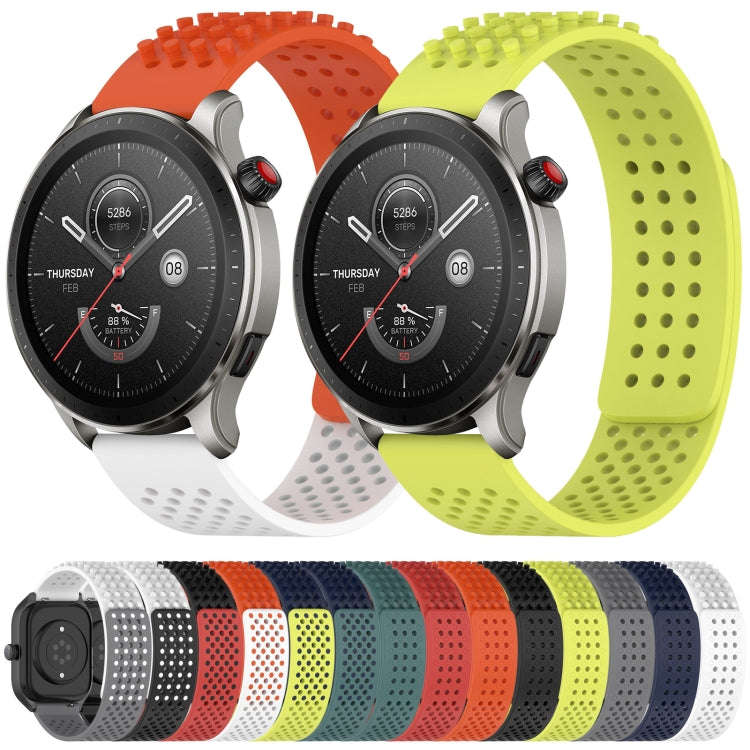 For Amazfit 3 22mm Holes Breathable 3D Dots Silicone Watch Band(Midnight Blue)