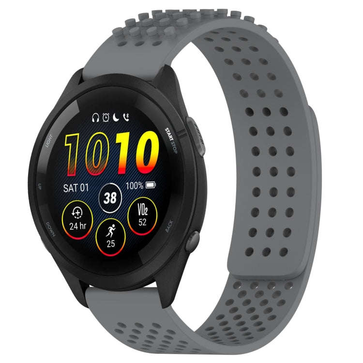 For Garmin Forerunner 265 22mm Holes Breathable 3D Dots Silicone Watch Band(Grey)