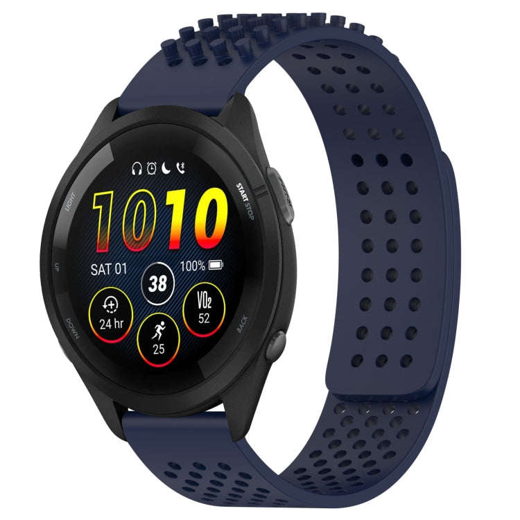 For Garmin Forerunner 265 22mm Holes Breathable 3D Dots Silicone Watch Band(Midnight Blue)