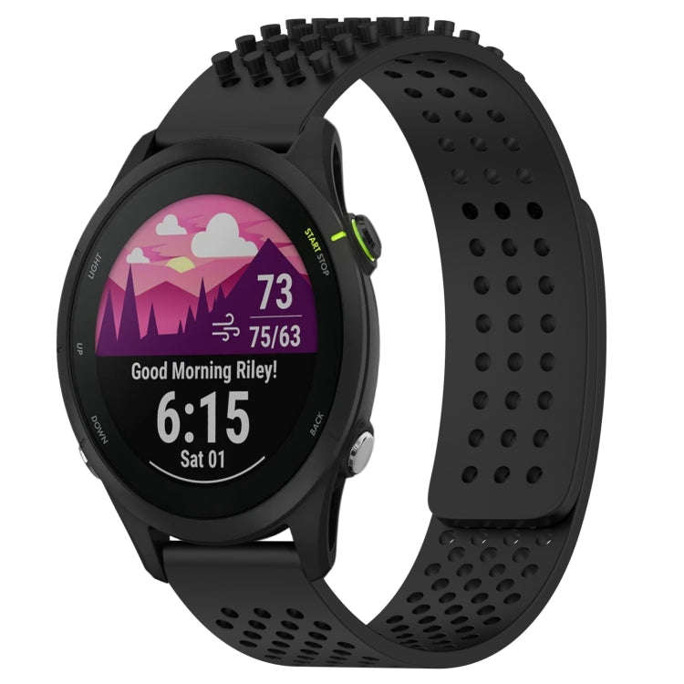 For Garmin Forerunner 255 22mm Holes Breathable 3D Dots Silicone Watch Band(Black)