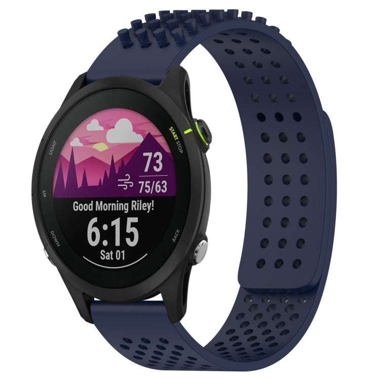 For Garmin Forerunner 255 22mm Holes Breathable 3D Dots Silicone Watch Band(Midnight Blue)