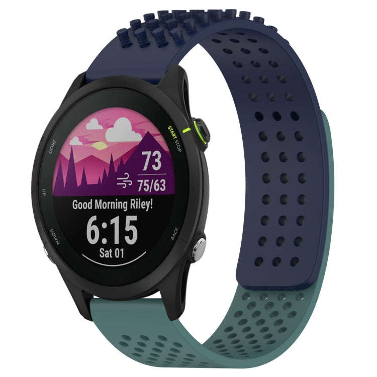 For Garmin Forerunner 255 Music 22mm Holes Breathable 3D Dots Silicone Watch Band(Midnight Blue+O...