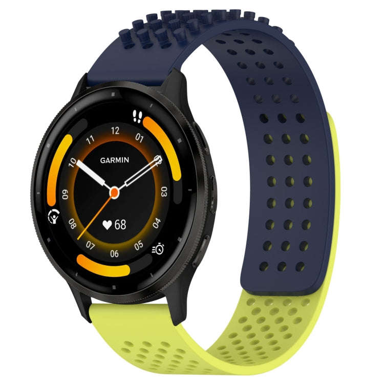 For Garmin Venu 3 22mm Holes Breathable 3D Dots Silicone Watch Band(Midnight Blue+Lime Green)