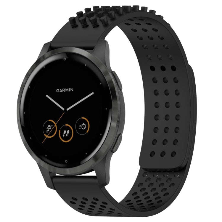 For Garmin Vivoactive 4 22mm Holes Breathable 3D Dots Silicone Watch Band(Black)