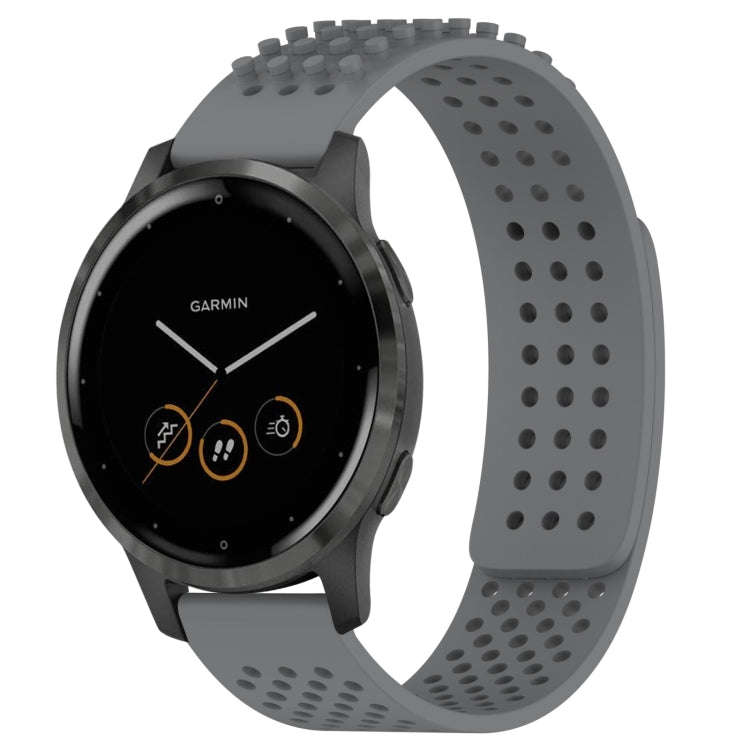 For Garmin Vivoactive 4 22mm Holes Breathable 3D Dots Silicone Watch Band(Grey)
