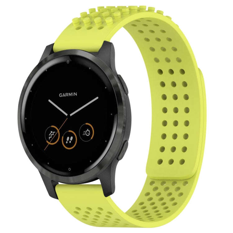 For Garmin Vivoactive 4 22mm Holes Breathable 3D Dots Silicone Watch Band(Lime Green)