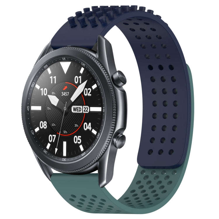 For Samsung Galaxy Watch3 45mm 22mm Holes Breathable 3D Dots Silicone Watch Band(Midnight Blue+Ol...