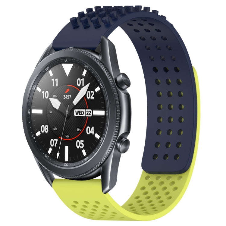 For Samsung Galaxy Watch3 45mm 22mm Holes Breathable 3D Dots Silicone Watch Band(Midnight Blue+Li...