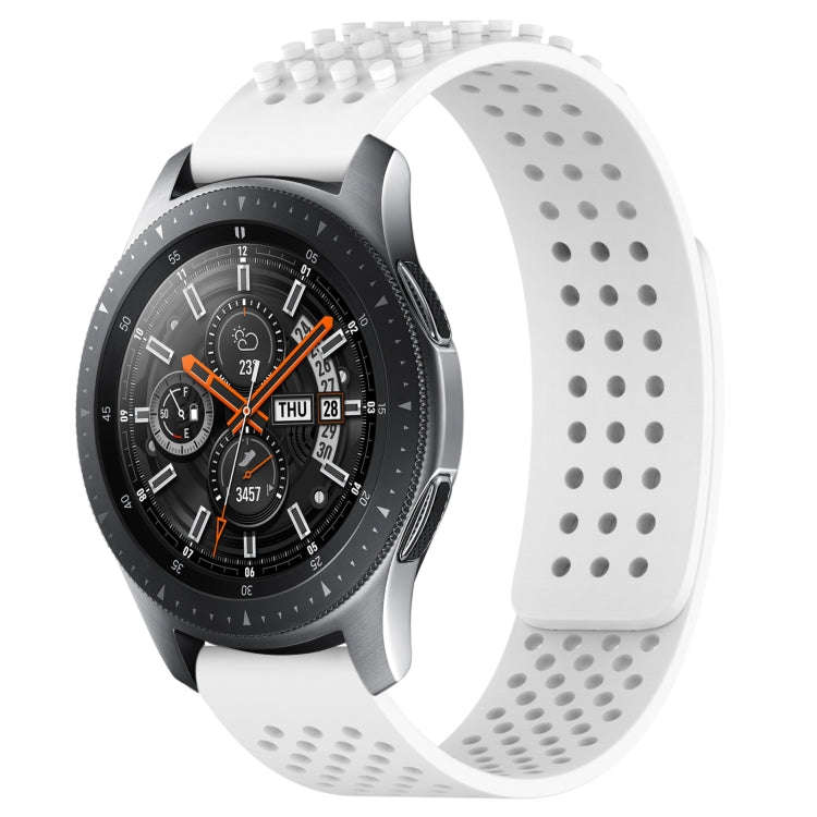 For Samsung Galaxy Watch 46mm 22mm Holes Breathable 3D Dots Silicone Watch Band(White)