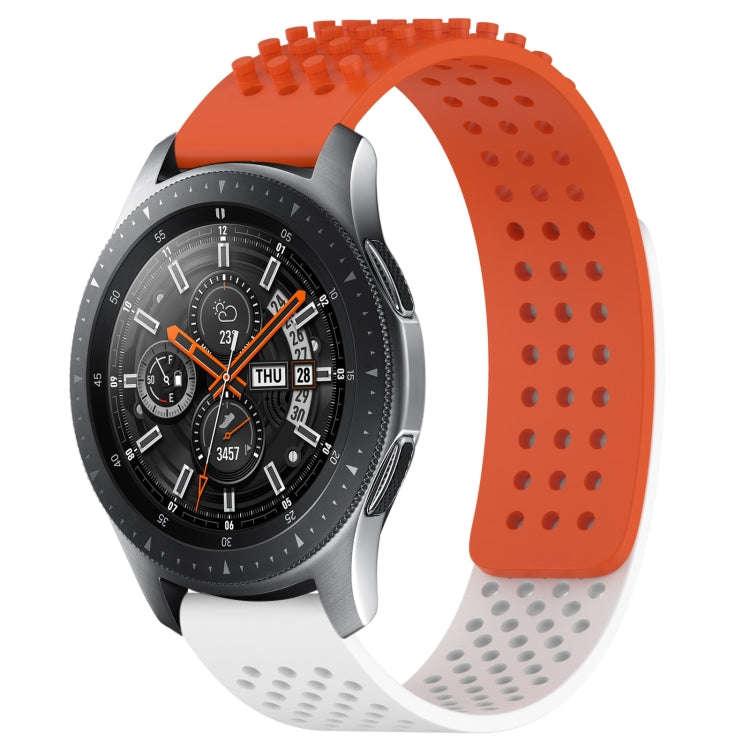 For Samsung Galaxy Watch 46mm 22mm Holes Breathable 3D Dots Silicone Watch Band(Orange+White)
