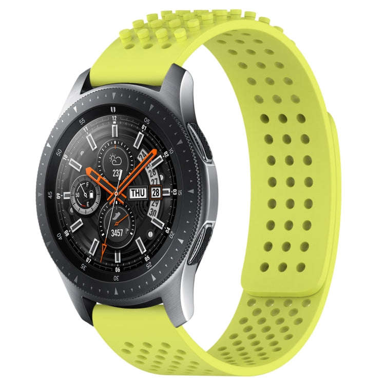 For Samsung Galaxy Watch 46mm 22mm Holes Breathable 3D Dots Silicone Watch Band(Lime Green)