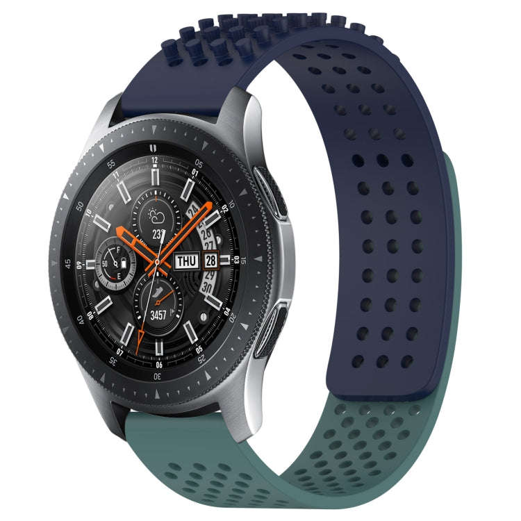 For Samsung Galaxy Watch 46mm 22mm Holes Breathable 3D Dots Silicone Watch Band(Midnight Blue+Oli...