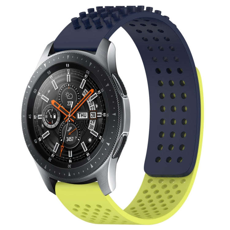 For Samsung Galaxy Watch 46mm 22mm Holes Breathable 3D Dots Silicone Watch Band(Midnight Blue+Lim...