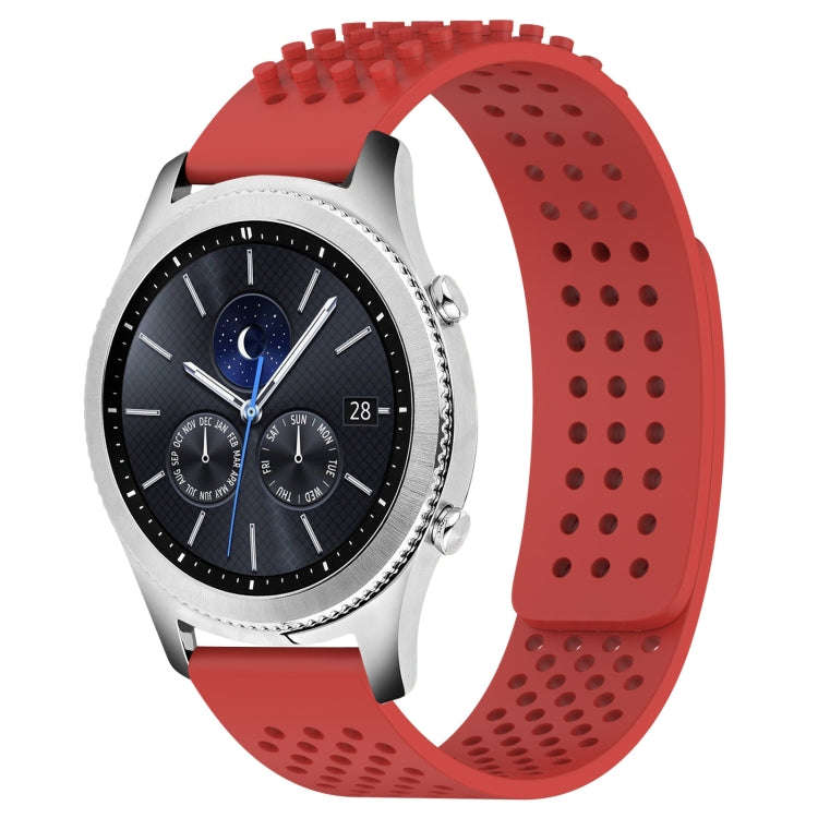 For Samsung Gear S3 Classic 22mm Holes Breathable 3D Dots Silicone Watch Band(Red)