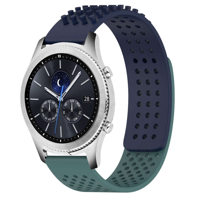 For Samsung Gear S3 Classic 22mm Holes Breathable 3D Dots Silicone Watch Band(Midnight Blue+Olive...