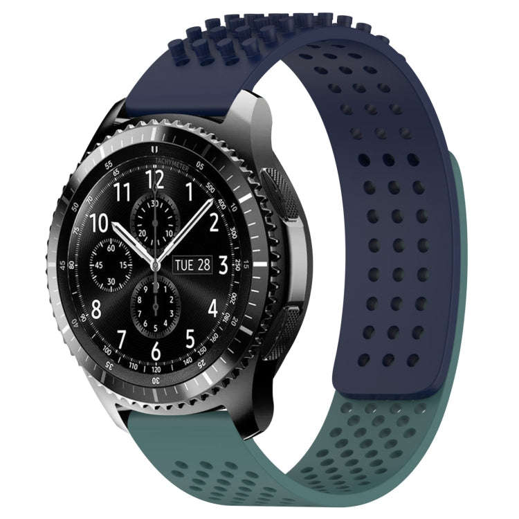 For Samsung Gear S3 Frontier 22mm Holes Breathable 3D Dots Silicone Watch Band(Midnight Blue+Oliv...