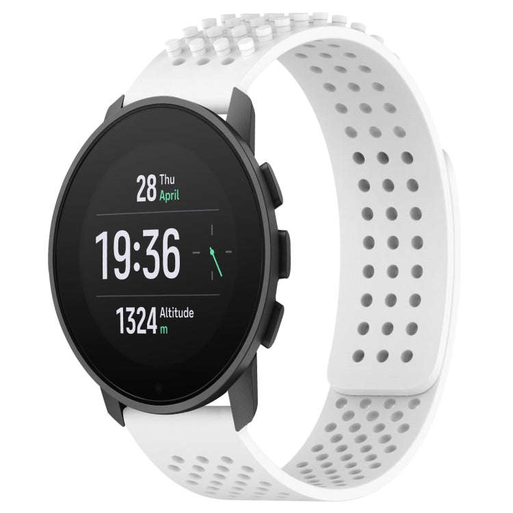 For SUUNTO 9 Peak Pro 22mm Holes Breathable 3D Dots Silicone Watch Band(White)
