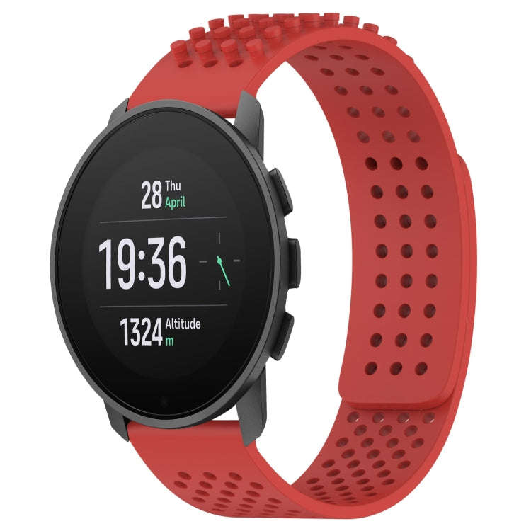 For SUUNTO 9 Peak Pro 22mm Holes Breathable 3D Dots Silicone Watch Band(Red)