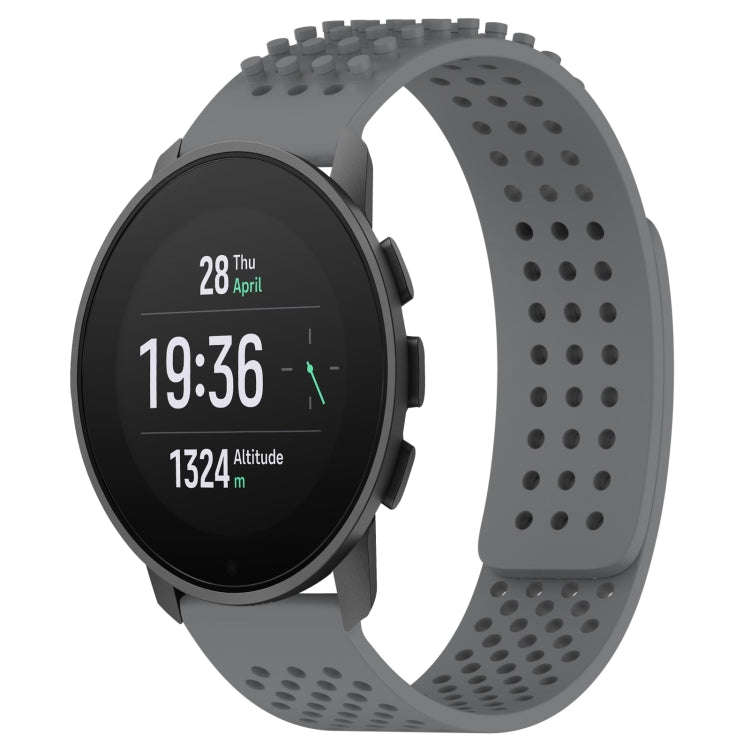 For SUUNTO 9 Peak Pro 22mm Holes Breathable 3D Dots Silicone Watch Band(Grey)