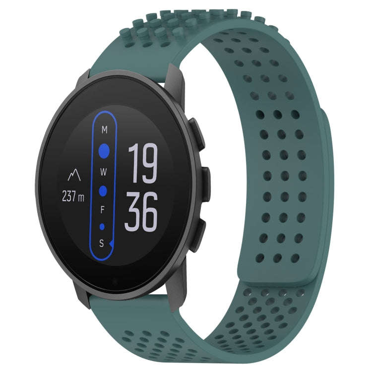 For  SUUNTO 9 Peak 22mm Holes Breathable 3D Dots Silicone Watch Band(Olive Green)